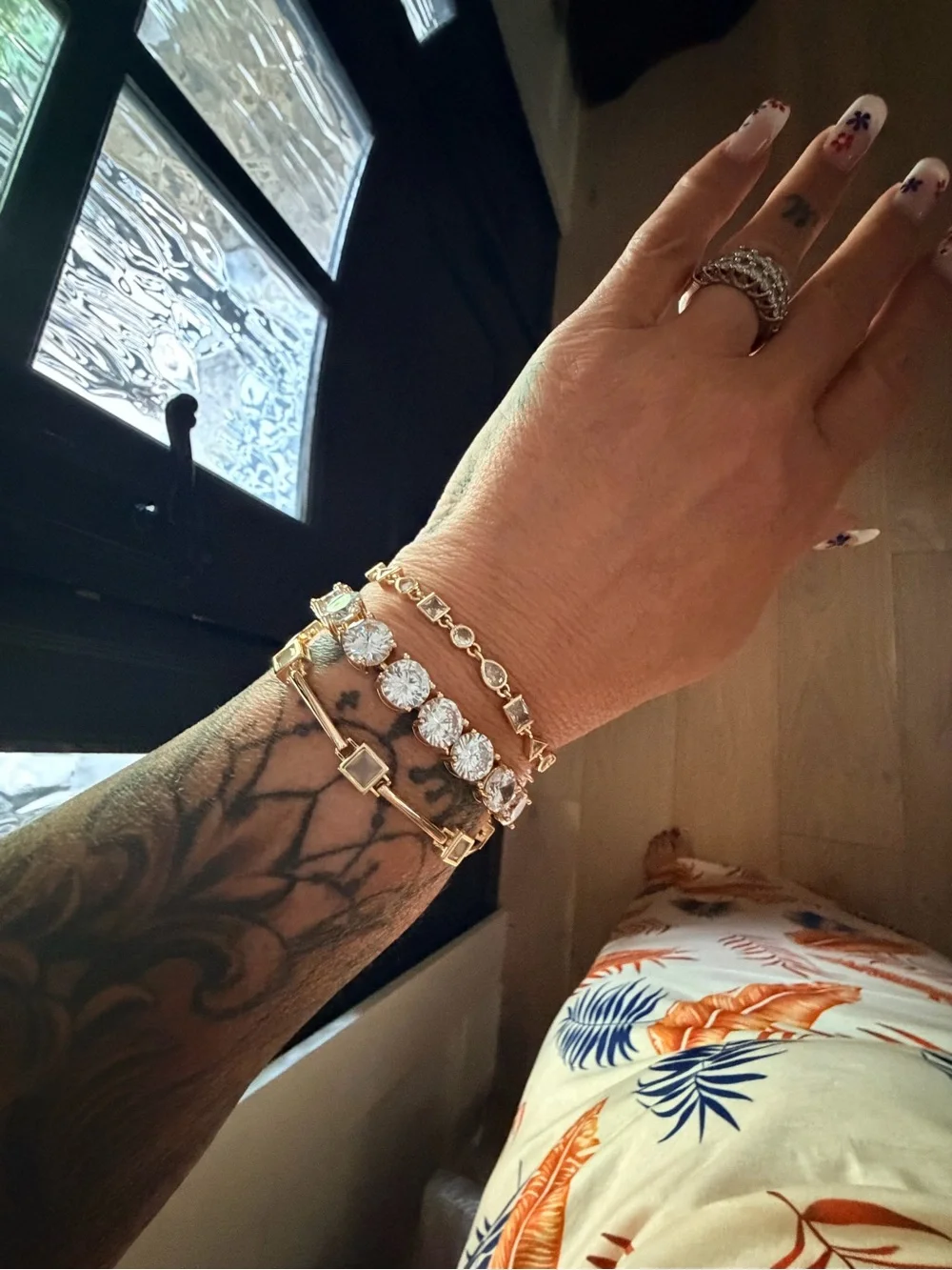 Gold and Clear Crystal Bracelet Stack - Women Jewelry